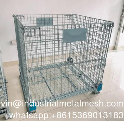 Foldable Stackable Steel Wire Mesh Container for Garage Storage